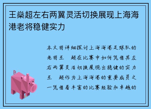 王燊超左右两翼灵活切换展现上海海港老将稳健实力